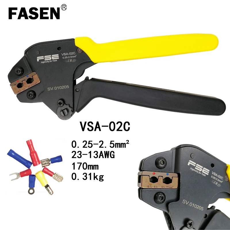 FASEN VSA-02C обжимные плоскогубцы 0,25-мм2 23-13AWG для изоляции клемм зажим саморегулирующийся экономичный тип мини инструменты