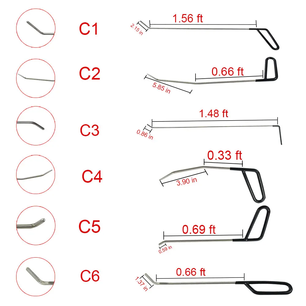 

11 Pcs Best PDR Tools Hook Push Rods Paintless Dent Repair Car Dent Repair Dent Removal Dent Puller Lifter