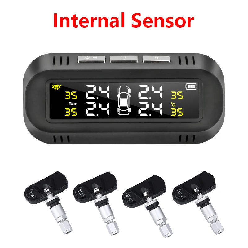 Built-in sensors Jmcq солнечная система контроля давления в шинах автомобиля шины Давление сигнализации Монитор Системы Дисплей крепятся к стеклу давления воздуха в шинах Температура Предупреждение+ 4 датчики для мВ - Тип: Built-in sensors