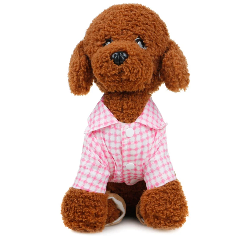 Клетчатый комбинезон для собак и кошек сезон весна осень Одежда питомцев с