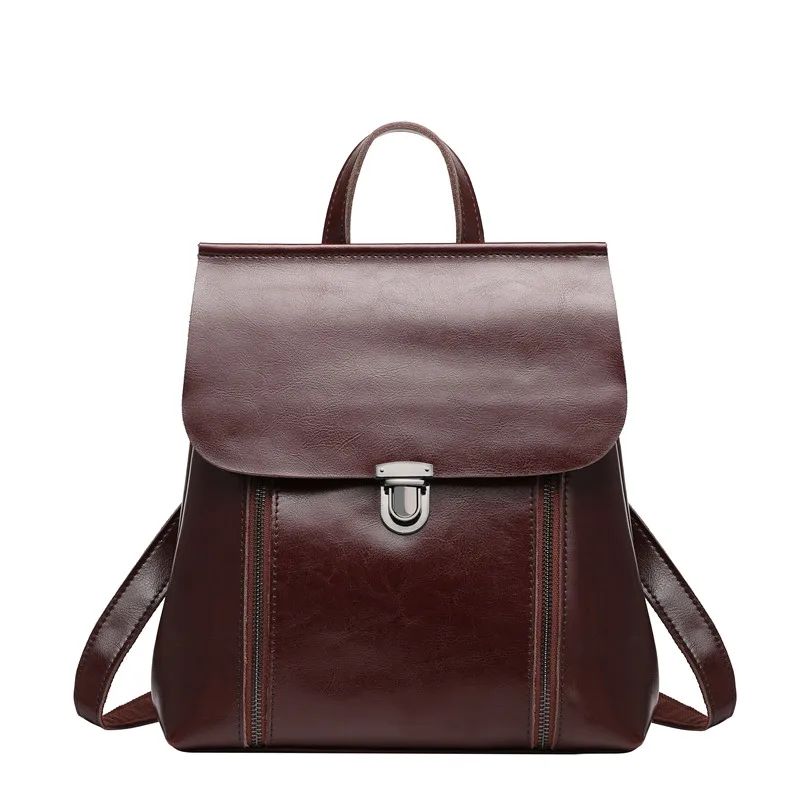 Fashion women oil wax cow split leather backpacks for teenage girls female 2 ways large capacity shoulder bags #Q0790 | Багаж и сумки