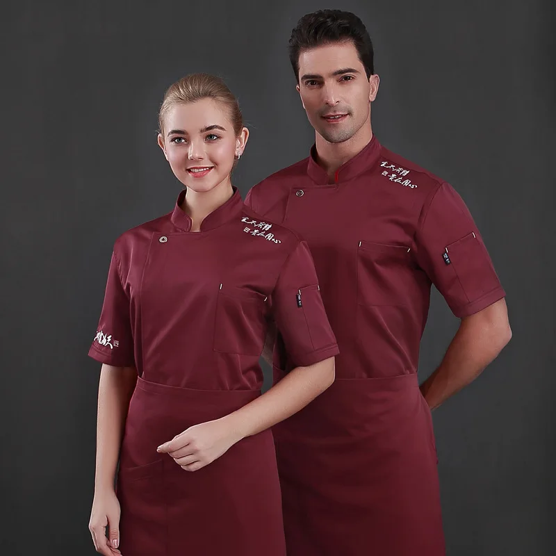 Wholesale Hotel Chef Work Clothes Men Women Short-sleeved Kitchen Restaurant Hotel Catering Baker Uniform Summer Breathable Tops high end chef catering chef uniform men and women advanced suit western restaurant hotel uniform custom