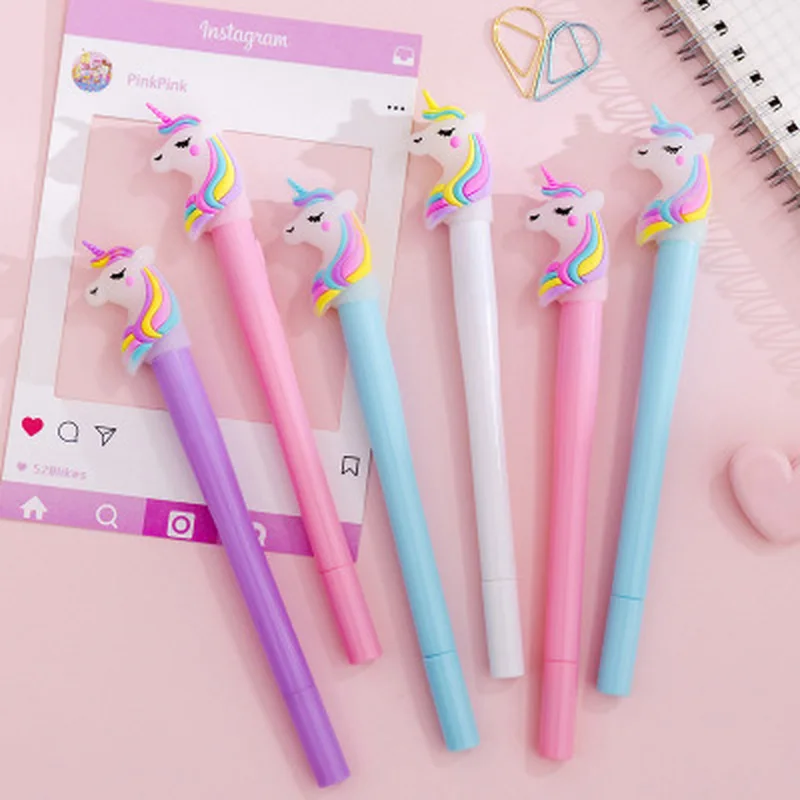 1 шт. Единорог светящаяся гелевая ручка 0 38 мм Kawaii Канцелярские гелевые ручки