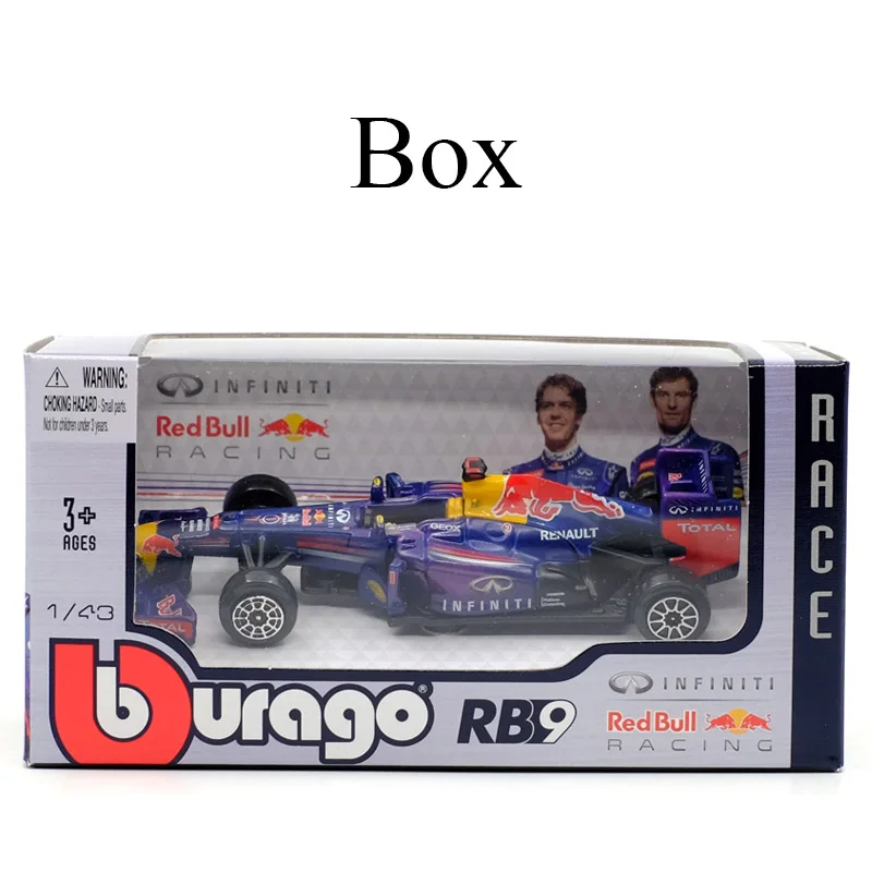 as the picture (box) MAISTO 1:43 Burago Inifiniti RedBull Racing RB9 F1 модель четыре колеса горка игрушка для детей подарки коллекция игрушек - Цвет: as the picture (box)