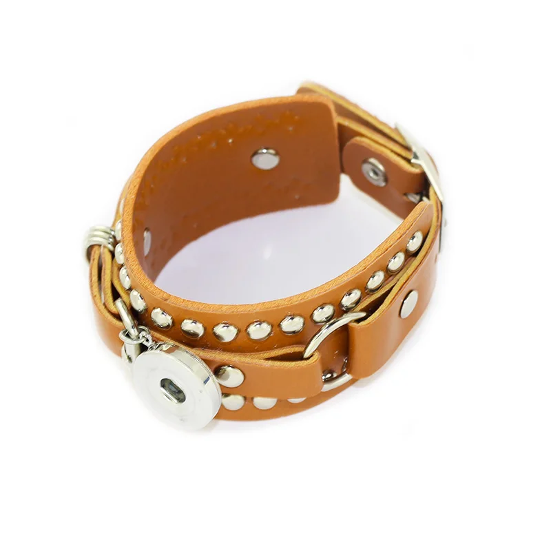 Регулируемый Размер Кожаный браслет с заклепками 18 мм/20 мм украшение защелкой