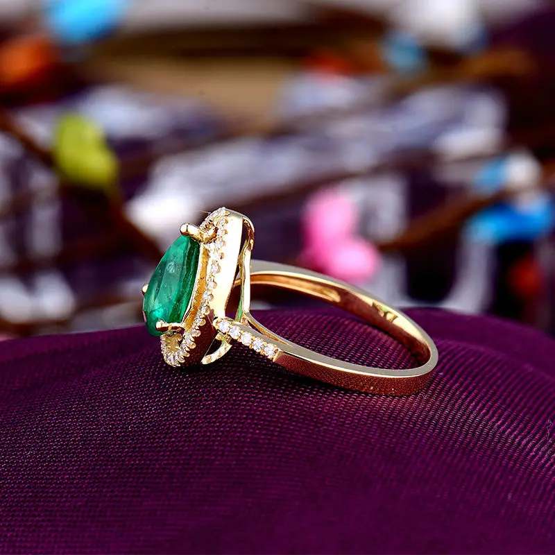 Кольцо обручальное с натуральным изумрудом 7x9 мм|gold natural|fine jewelryemerald gemstone |