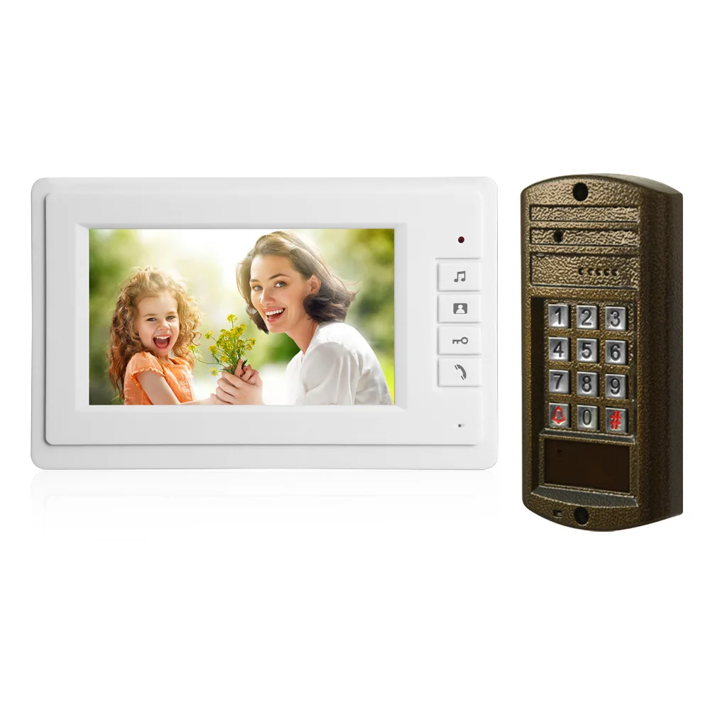 Hot sale Smart home door bell 7 inch LCD monitor wire Video door phone security alarm Door access intercom system talk-back