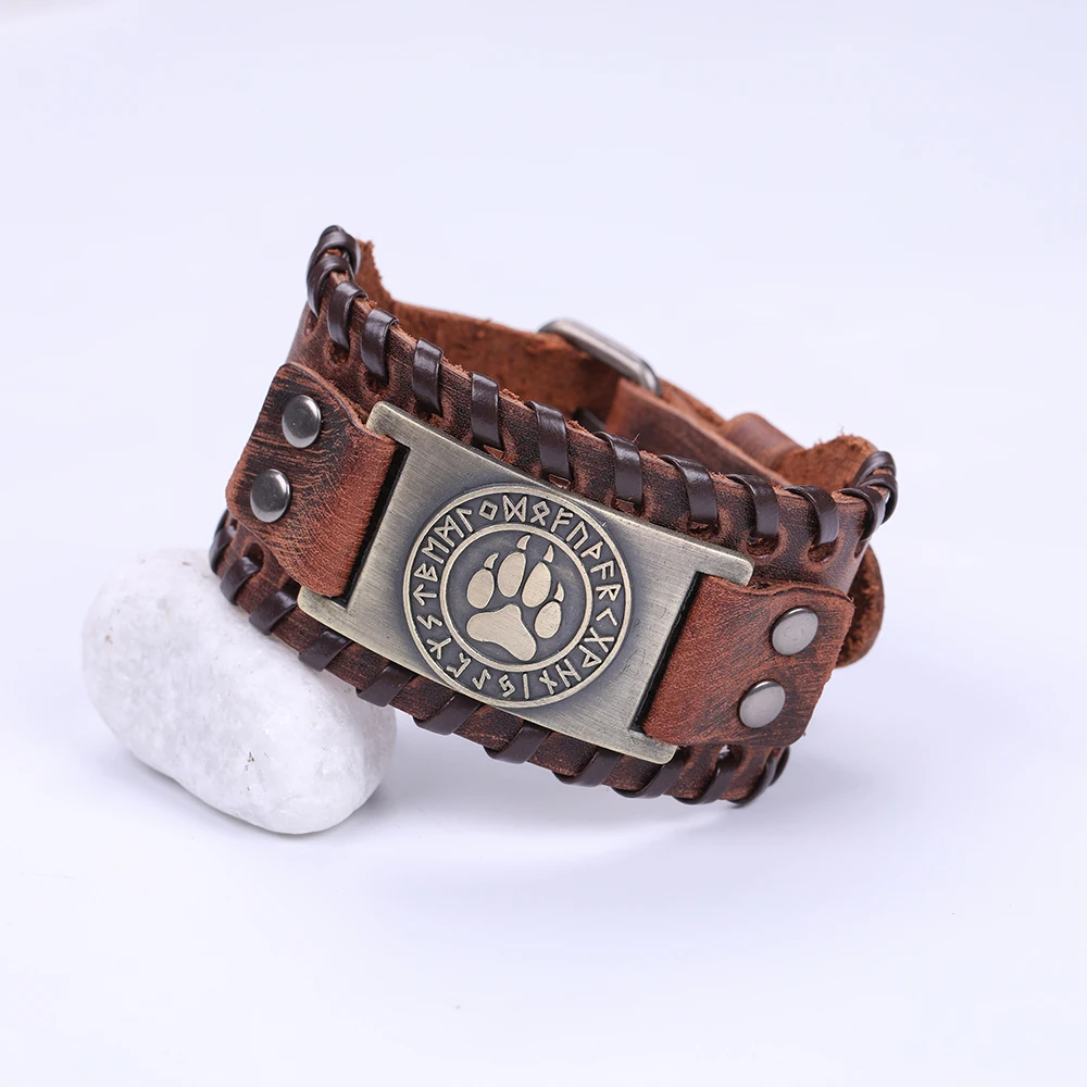 Браслеты шармы LIKGREAT Wolf Animal Paw Rune для мужчин славянский амулет ювелирное изделие