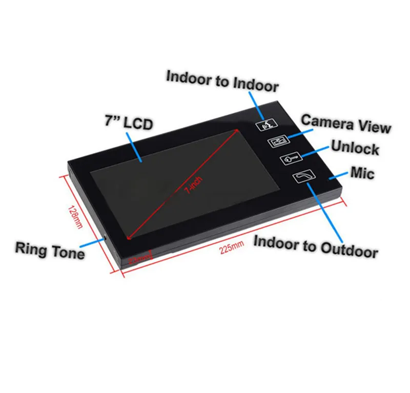 

7 Inch TFT Monitor Touch Screen Intercom Video Door Phone With Key Tag and Door Lock