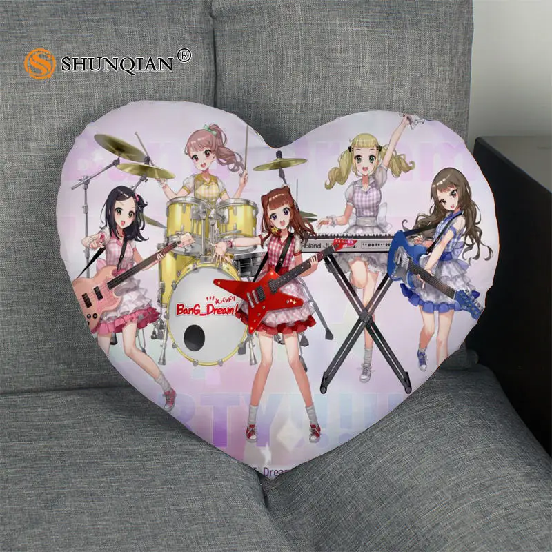 Bang dream! Наволочка в форме сердца на молнии размер 41x36 см 47x42 см|pillow cover custom|pillow covercustom