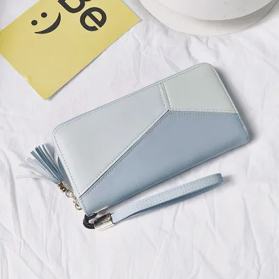 blue DORANMI Лоскутные Длинные кошельки для женщин Мода с отделкой кошелек сумка женский кожаный кошелек клатч кошельки DJB625 - Цвет: blue