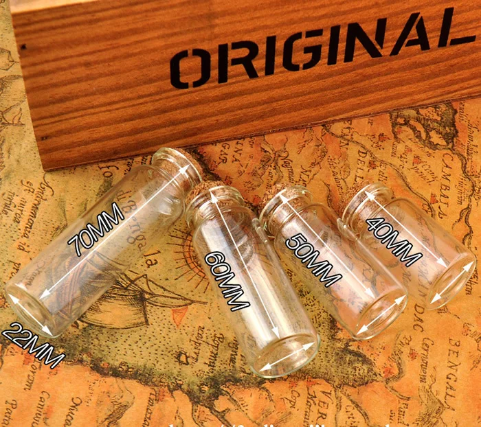 Маленький прозрачный пустой стеклянный флакон с пробковой пробкой 1 шт. 40 мм 50 60 70