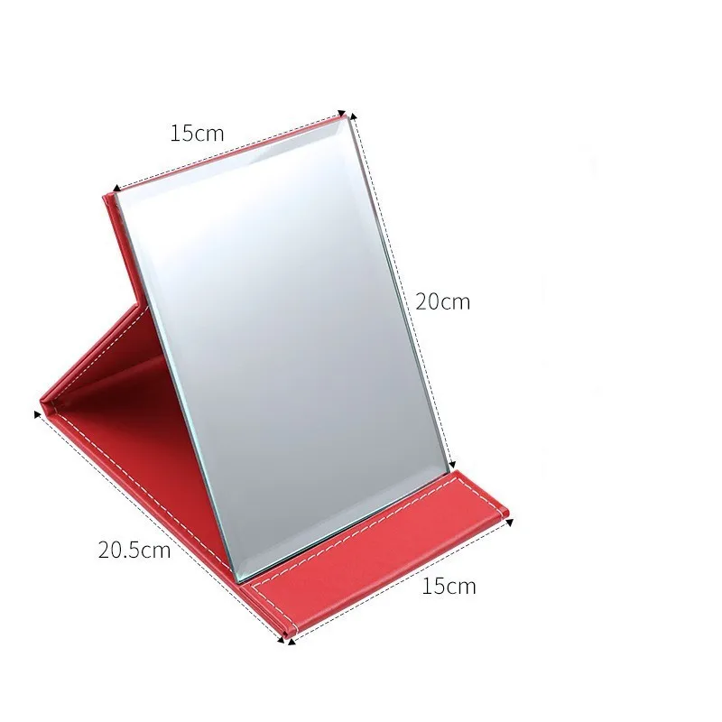 Folding Leather Table Traveling Hand Makeup Mirror Compact Foldable Mirrors Beauty Cosmetic Mirror Makeup Tools - Цвет: Бежевый