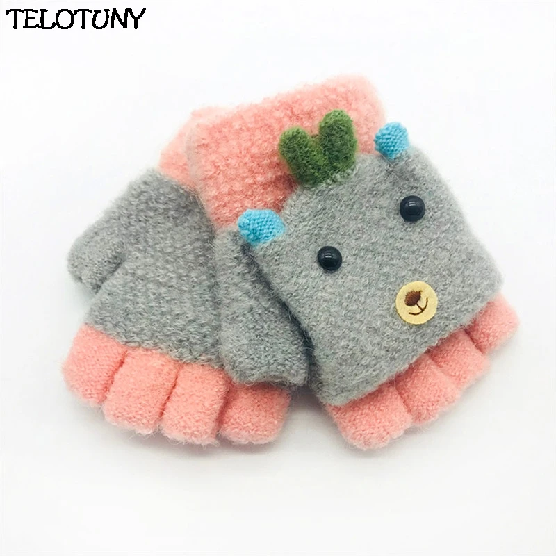 TELOTUNY/Коллекция года; модные зимние теплые варежки для девочек и мальчиков с рисунками животных из мультфильмов в стиле пэчворк; перчатки; IU20