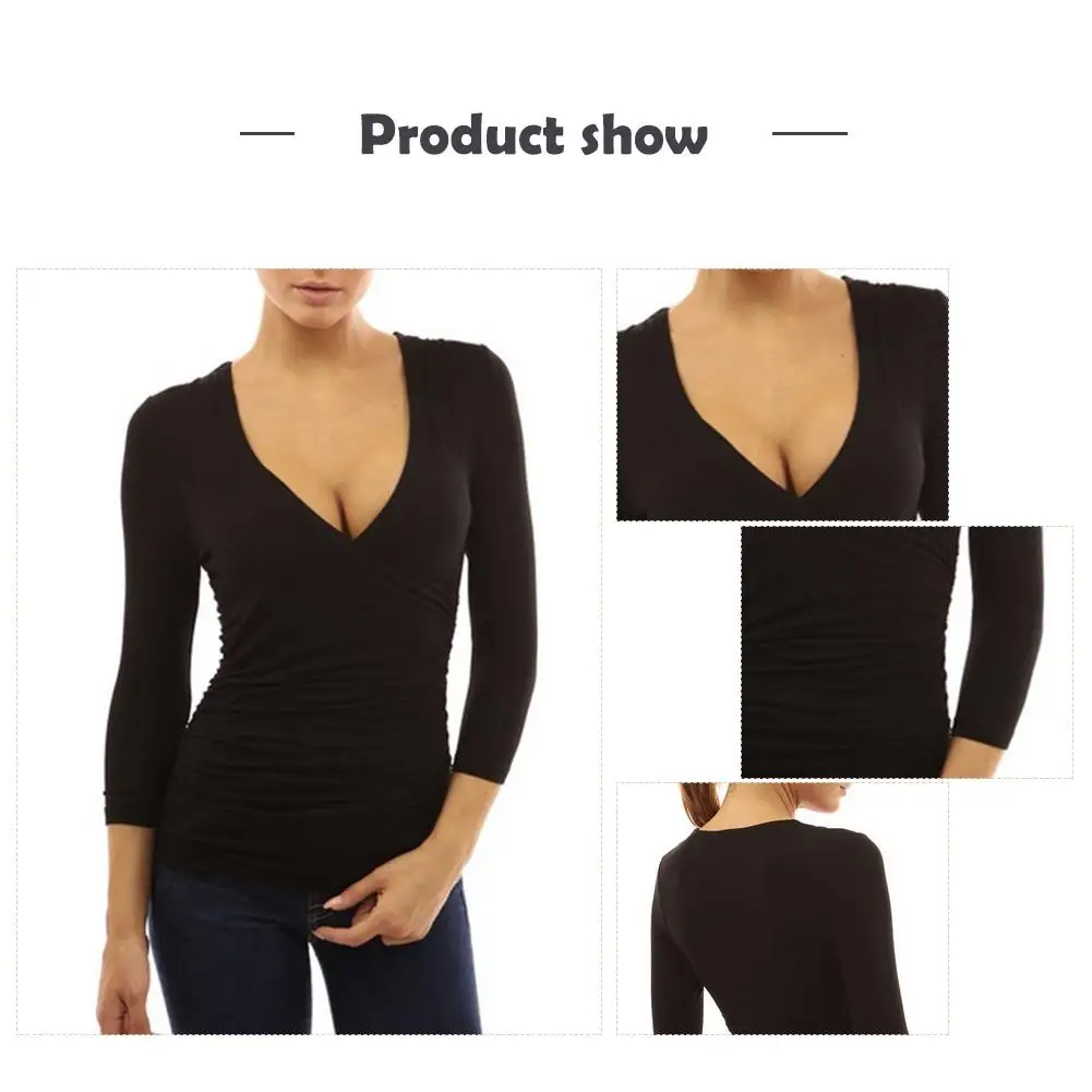 Женская футболка с v образным вырезом элегантные женские топы
