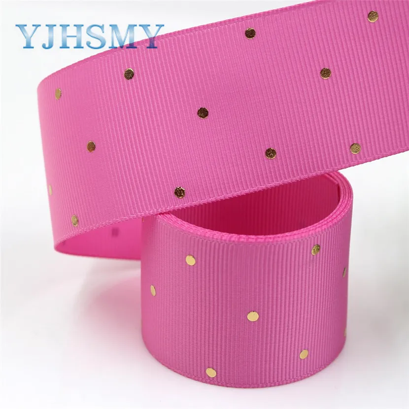 I-19407-871 YJHSMY I-19407-862, 5 ярдов, горячая Распродажа 38 мм сплошной цвет точка горячего тиснения корсажные ленты, Бант колпачок DIY аксессуары украшения - Цвет: I-19407-871
