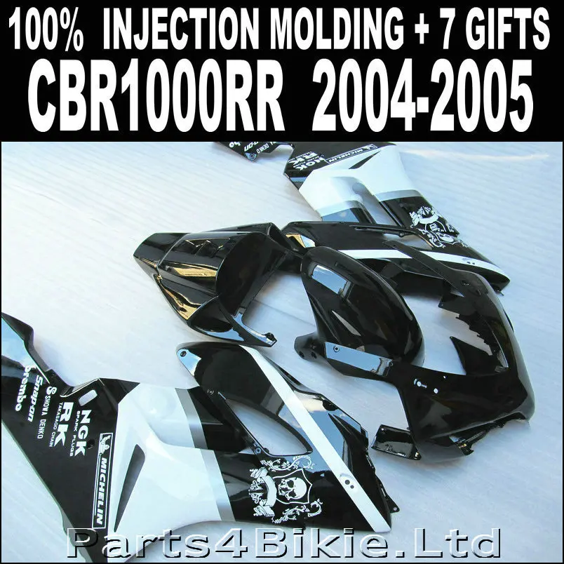 Пластиковый глянцевый черный белый боди для HONDA cbr1000rr Обтекатели 2004 2005 CBR 1000 RR 04 05