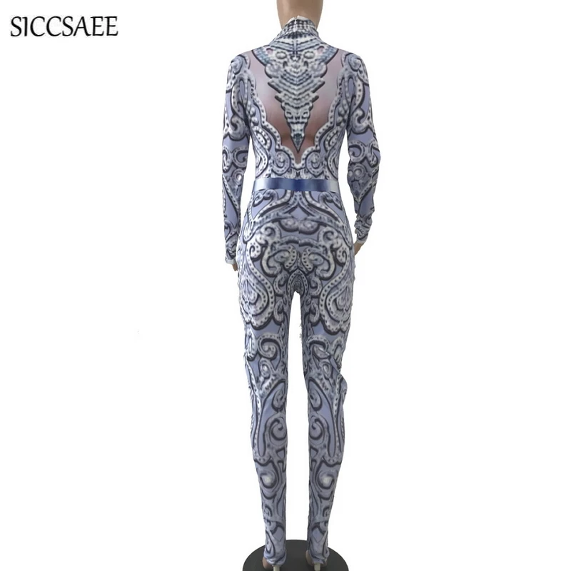 Женский Облегающий комбинезон с цветочным принтом облегающий клубный длинным