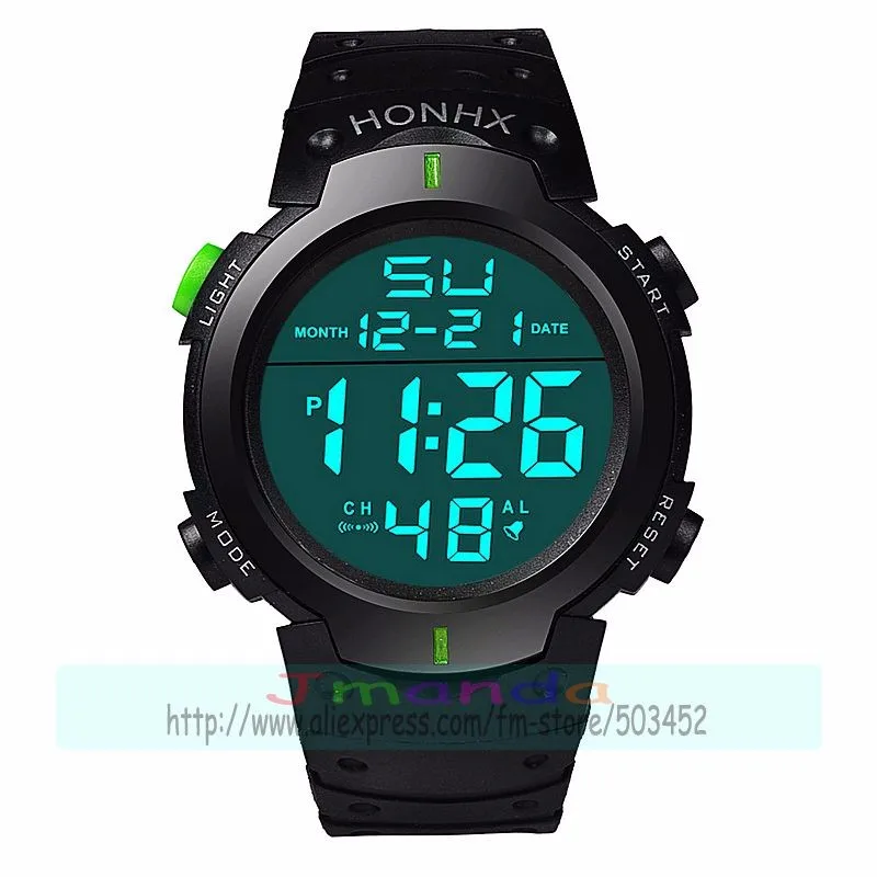 100 шт./лот, HONHX-9001-1, новые цифровые часы с большим круглым циферблатом для детей, горячая Распродажа, высококачественные силиконовые часы с черным ремешком