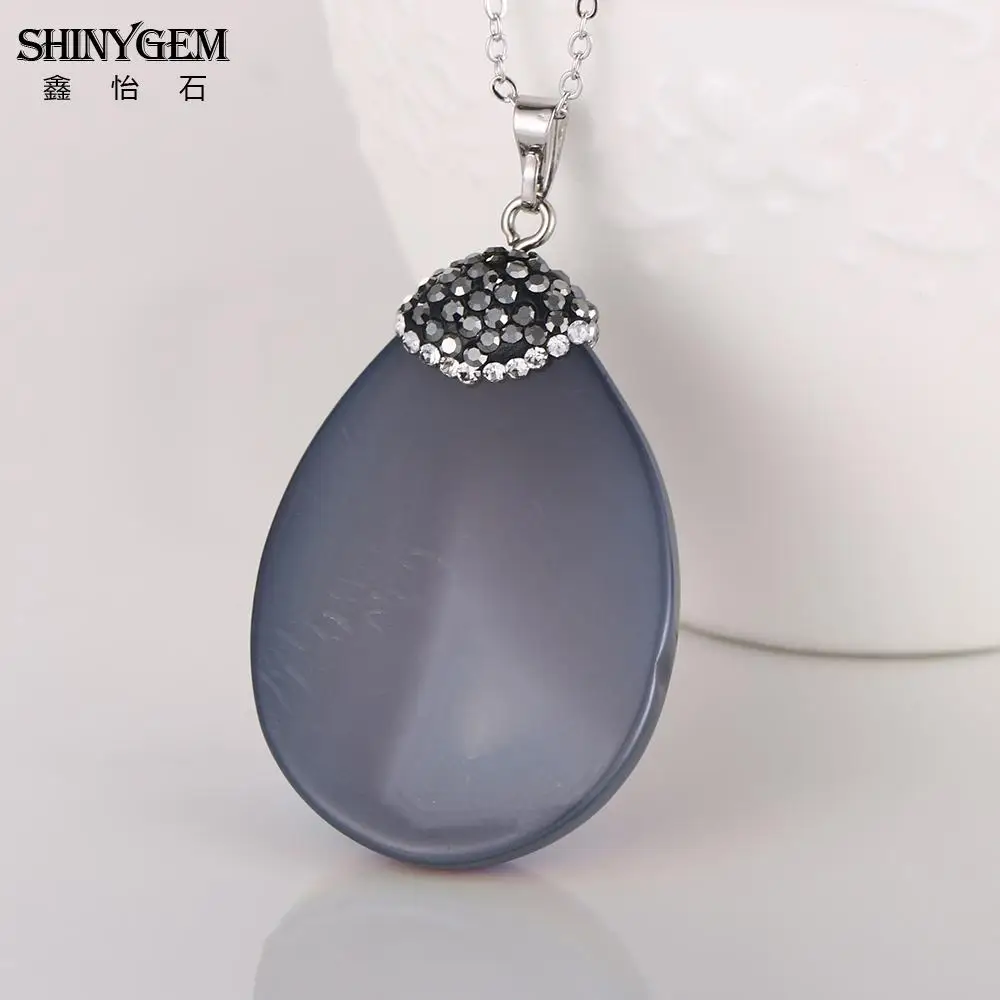 Женское ожерелье с подвеской ShinyGem Rainbow/White Shell из натурального камня необычным