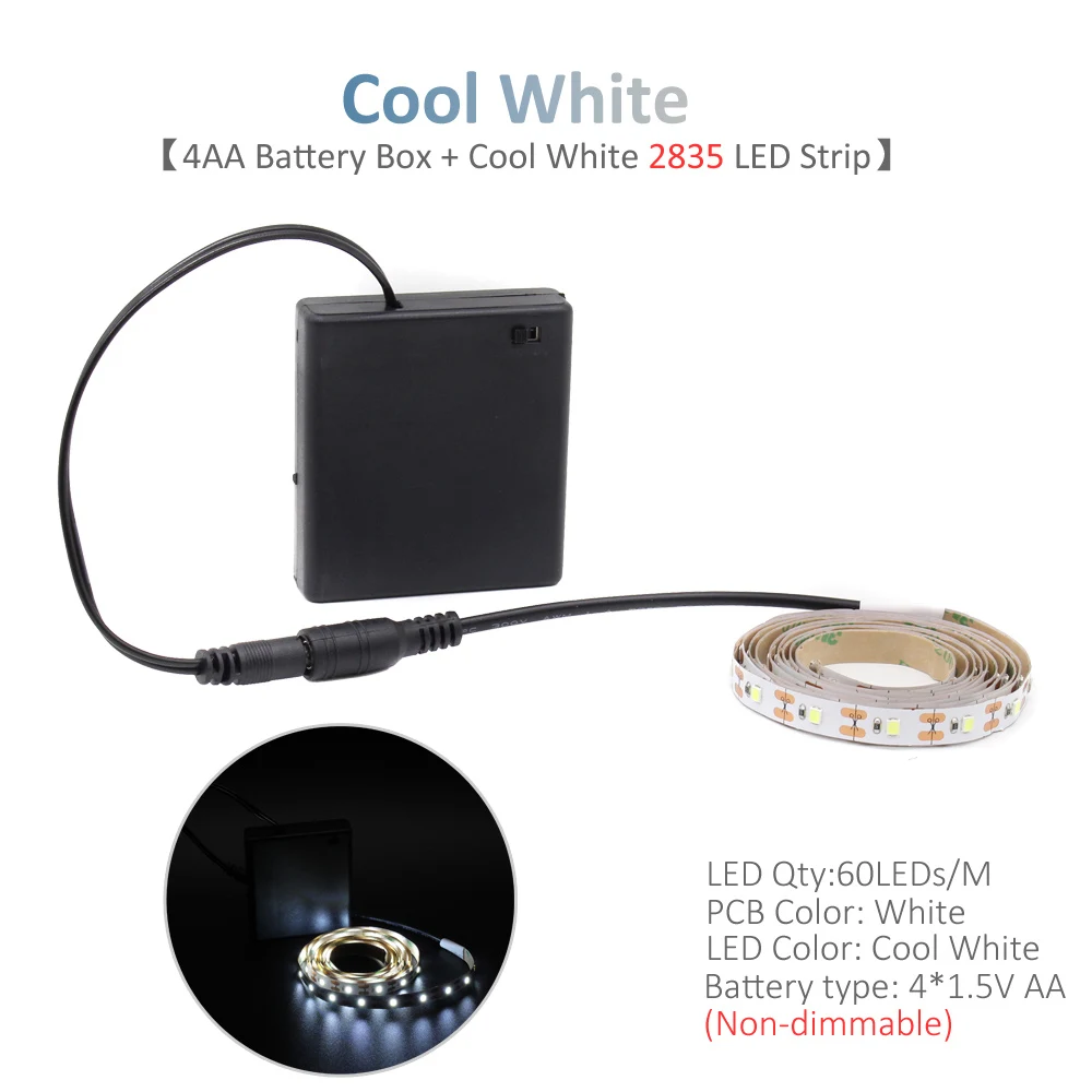 RGB Светодиодная лента на батарейках, Светодиодная лента Tira e 5 V, регулируемая водонепроницаемая, на батарейках, с дистанционным управлением, для кемпинга, декоративная лампа