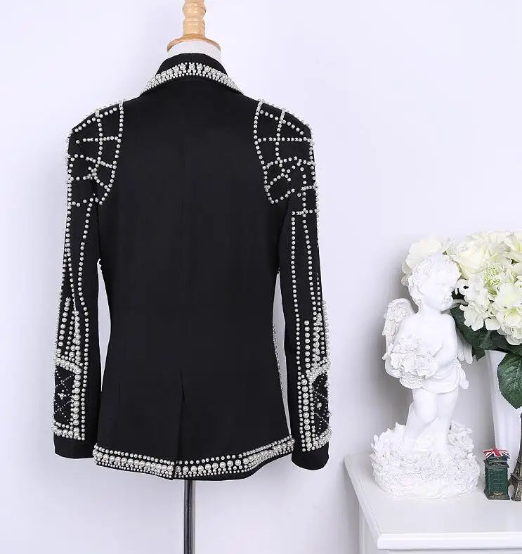 Женский блейзер брендовый дизайнерский украшенный бусинами|Женские пиджаки| |