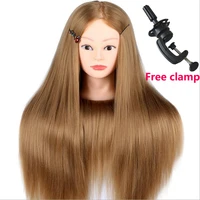 26 thick blonde hair maniquin head for braid hairdressing cosmetology 100 high temperature fiber hair training head mannequin