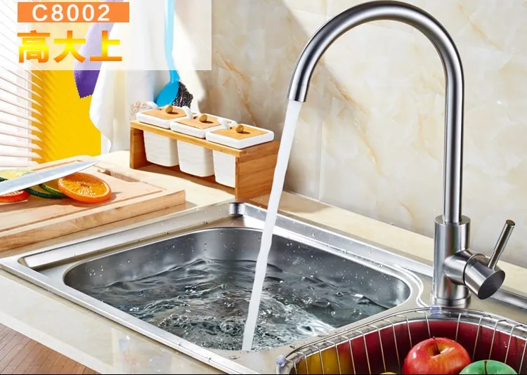 Классический кран смеситель для кухни латунь матовый никель серебро ванной