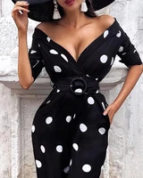 sexy deep v neck polka dot print o ring belted dress 2019 summer elegant vestidos bodycon sexy party office dress