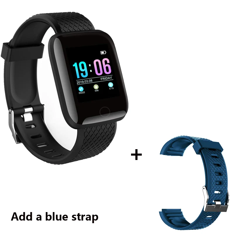 Add a blue strap Умные часы для мужчин приборы для измерения артериального давления водостойкие Smartwatch для женщин сердечного ритма мониторы фитнес трекер - Цвет: Add a blue strap