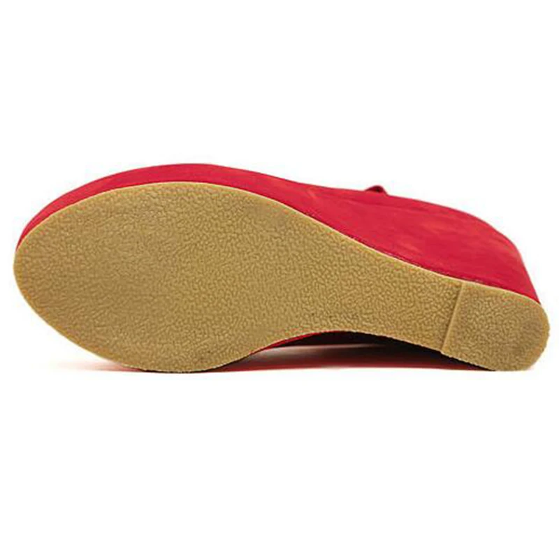 

COVOYYAR 2021 Elegant Bowtie Women High Heels Spring Platform Wedges Red Women Wedding Pumps Buckle Strap Casual Shoes WHH622