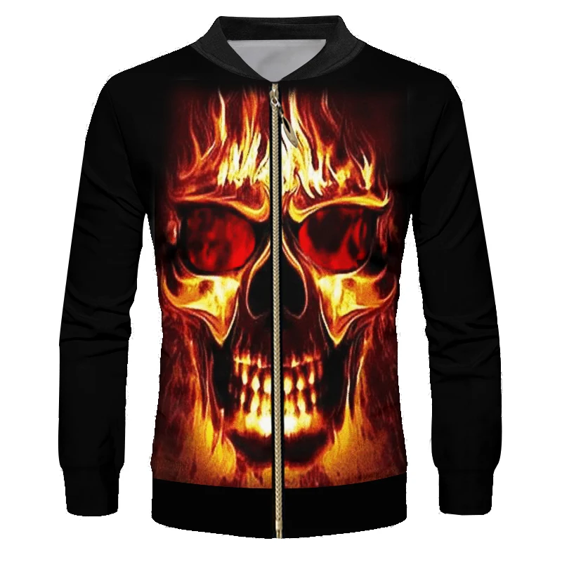 OGKB зимняя мужская куртка на молнии с 3D принтом черепа уличная одежда размера плюс