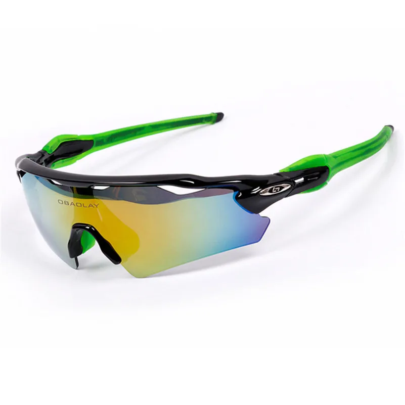 black green WEST BIKING поляризационные спортивные велосипедные солнцезащитные очки для мужчин и женщин, очки для бега на велосипеде, сменные очки с 5 линзами - Цвет: black green