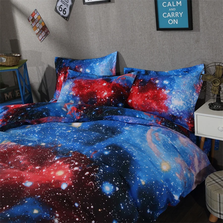 3D Постельное белье &quotгалактика&quot Набор Земля Луна печать Великолепный