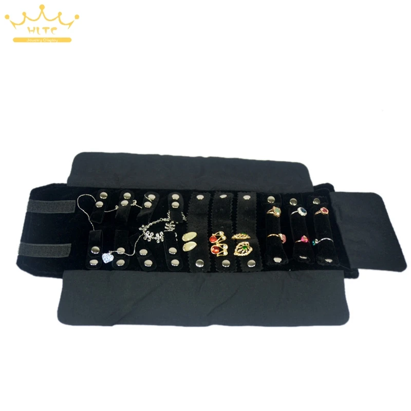 

Сумка в рулоне для ювелирных изделий, органайзер для сережек, сумки для хранения ювелирных изделий, портативные витрины с подвеской, черные/...