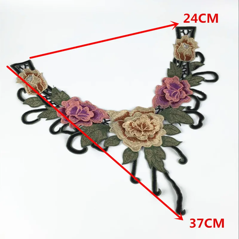 3D цветок пион вышитые кружева декольте Воротник Аппликация Патчи Скрапбукинг