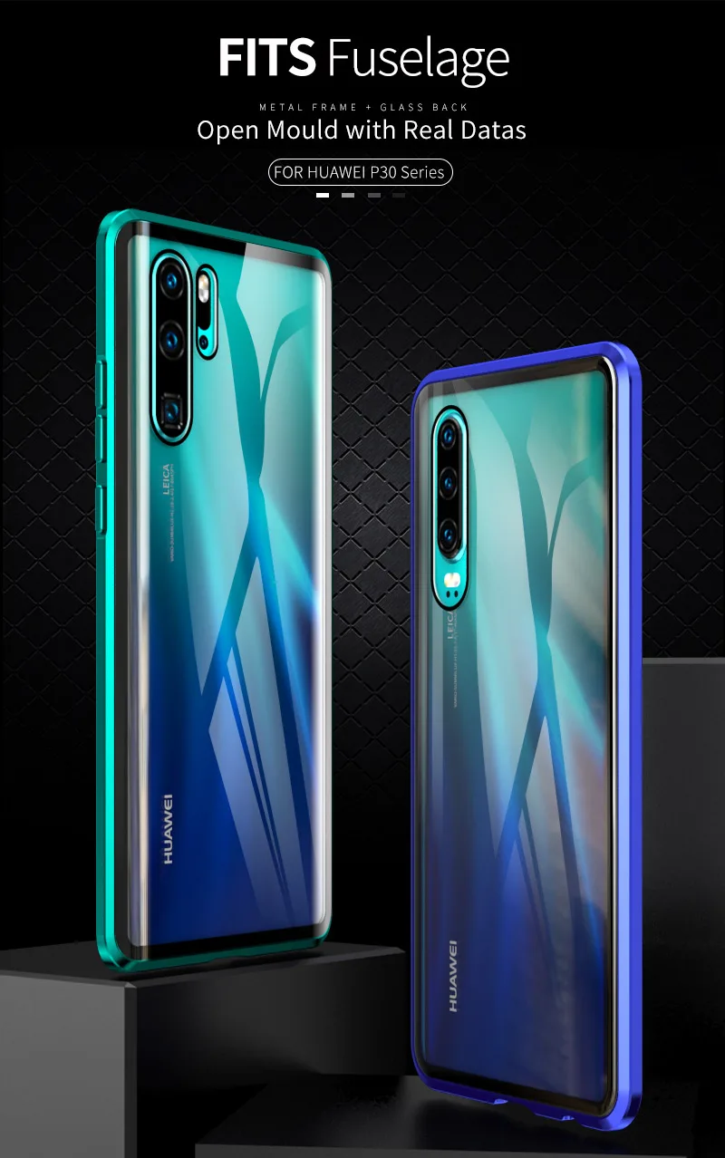 Двусторонний прозрачный стеклянный Магнитный чехол для huawei P30 P20 mate 20 Pro Nova 3i 4 5 Pro 5i Honor 20 Pro 20i V20 Роскошный Полный Чехол