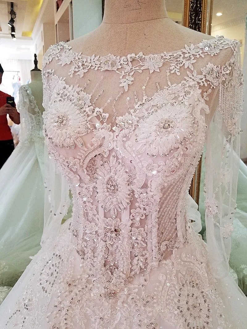 AOLANES реальные фотографии свадебные платья с жемчугом vestido de noiva винтажные