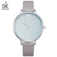 shengke 2021 new watches women fashion watch elegant dress leather strap ultra slim wrist watch montre femme reloj mujer