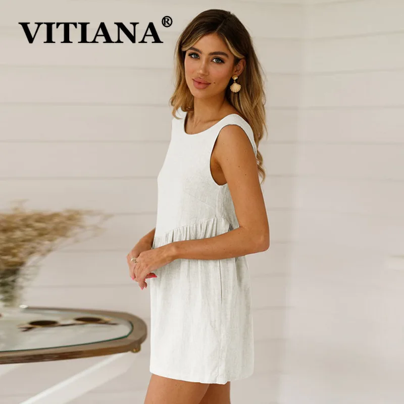Женский пляжный комбинезон VITIANA однотонный белый повседневный черный без
