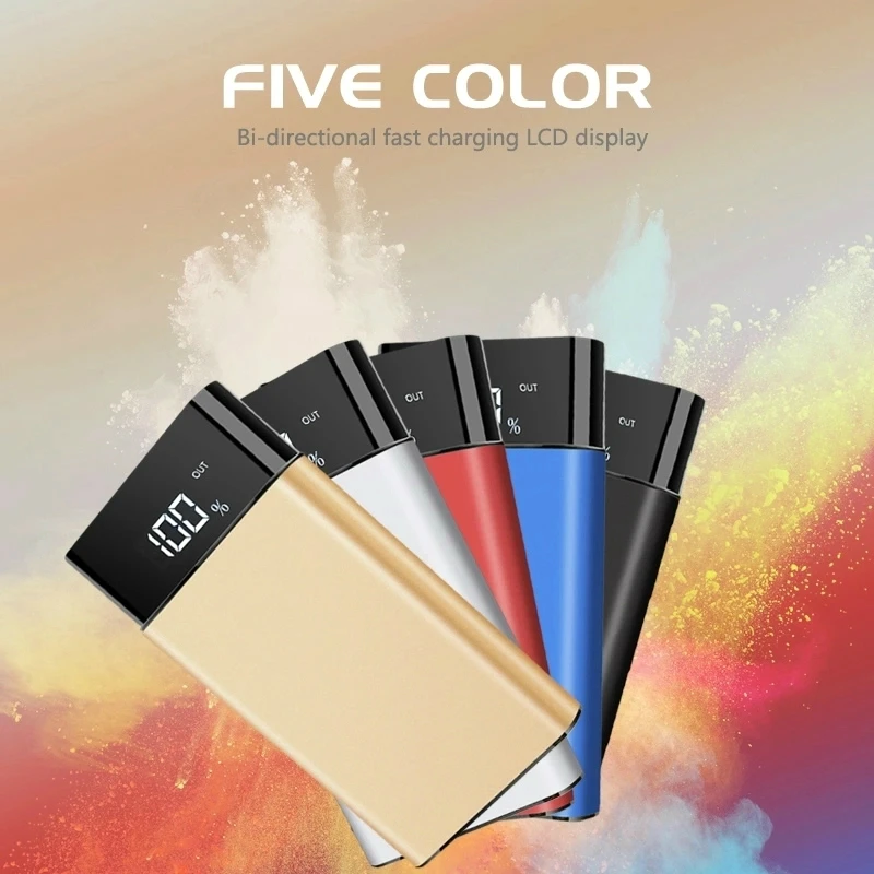Ультратонкое портативное зарядное устройство 10000 мАч с двойным USB ЖК-дисплеем и