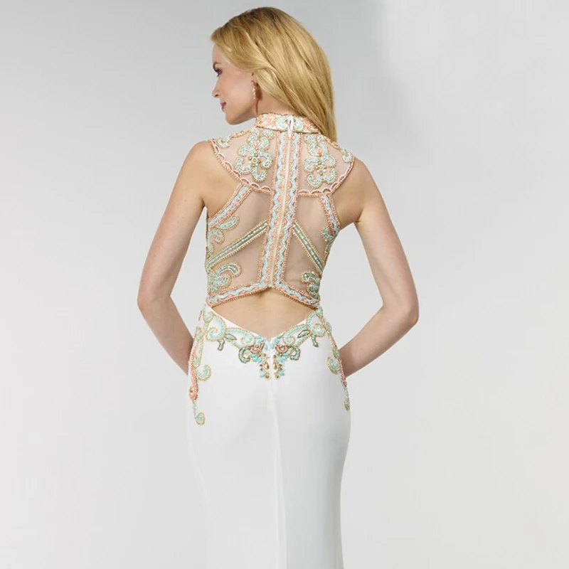 Mermaid Evening Gown High Neck Beaded Pattern Backless Dress 2016 Abiye Gece Elbisesi Formal Gowns Dresses | Свадьбы и торжества
