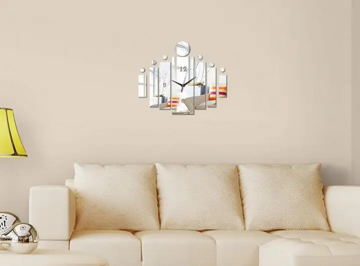 Зеркальные настенные акриловые часы 3d современный дизайн украшение для дома