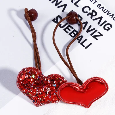 Red Heart 2 шт./лот, милые эластичные резинки для волос с короной в форме сердца для девочек, резинка для волос, резинка для волос, Детская повязка на голову, аксессуары для волос - Цвет: Red Heart