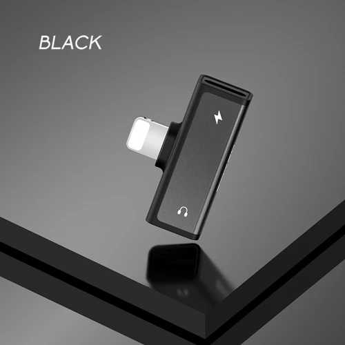 Black USAMS 4 в 1 аудио зарядка двойное освещение адаптер гнездо для iPhone X xr xs 6 быстрая зарядка и прослушивание адаптер OTG для iOS 12 11 - Цвет: Black