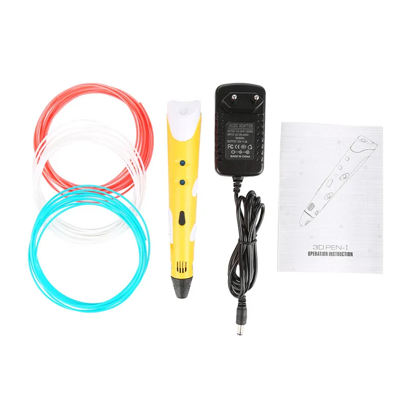 yellow Centechia 3D Ручка DIY 3d принтер Ручка Рисунок 3d печать ручки с ABS/PLA нити для детей Рождество подарок на день рождения с коробкой - Цвет: yellow