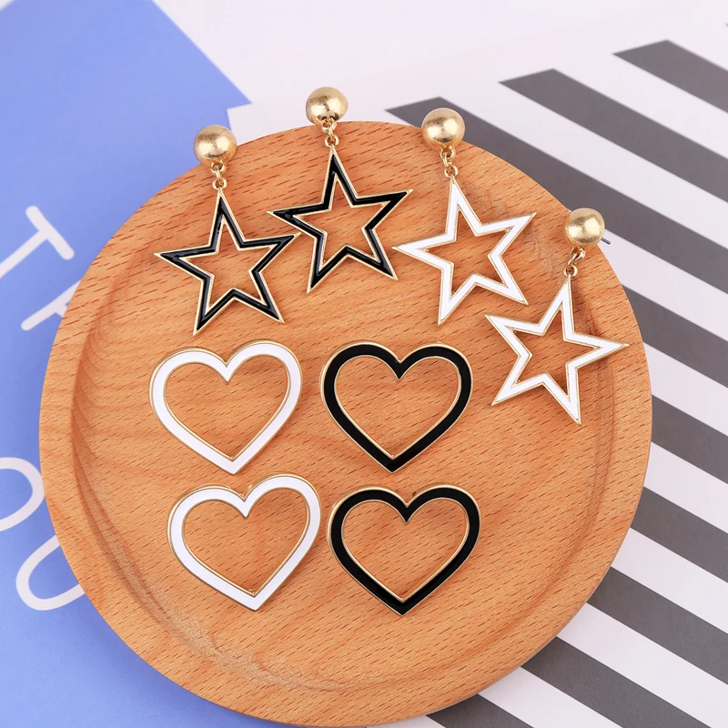 2018 модные повседневные серьги с эмалью звезда/сердце для женщин простой дизайн