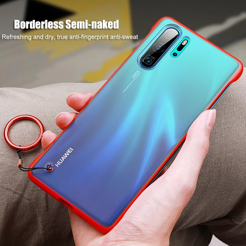 Матовый Прозрачный Бескаркасный чехол для телефона с кольцом для huawei P20 P30 Pro mate 10 20 Honor V20 20 Pro Роскошный Жесткий чехол Funda