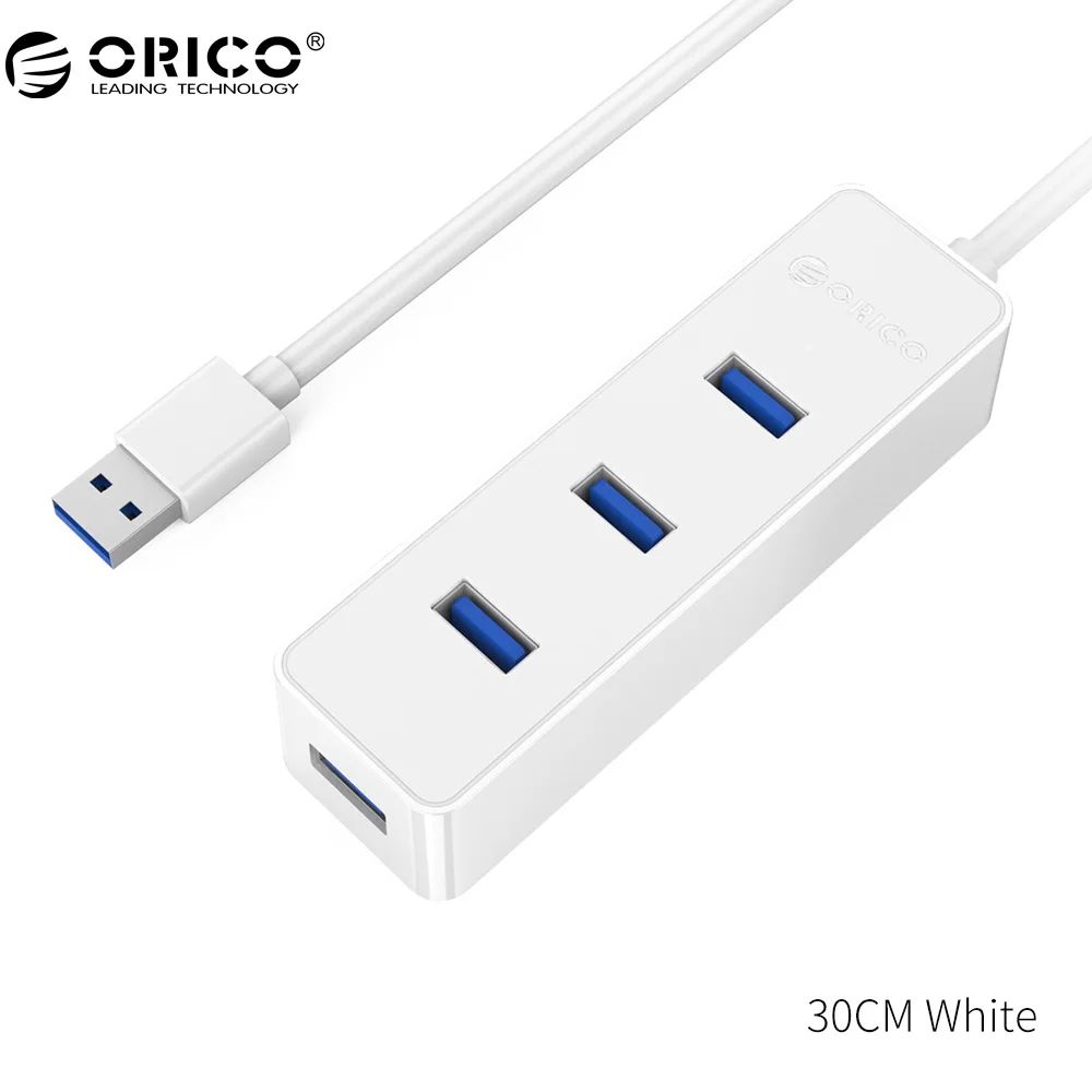 ORICO W5PH4 4 Порты и разъёмы USB 3,0 хаб для ноутбука/ультрабук с VL812 Чипсет новое обновление белый Портативный-черный/белый - Цвет: 30 CM White