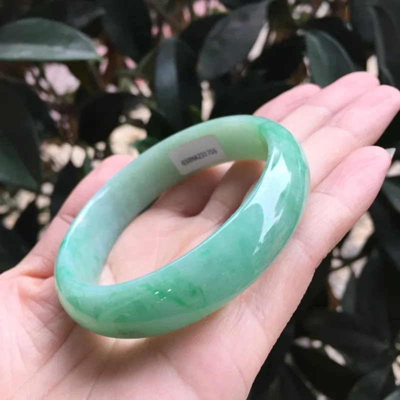 

Floating flower bracelet ice glutinous species authentic Burmese natural jade bracelet A goods women's money